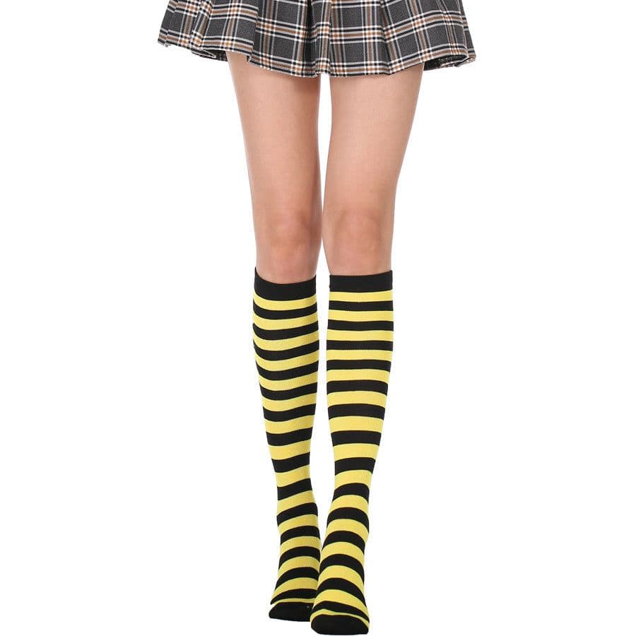image-Japanese Women's Mid Tube Socks Pinstripe Knee Socks
