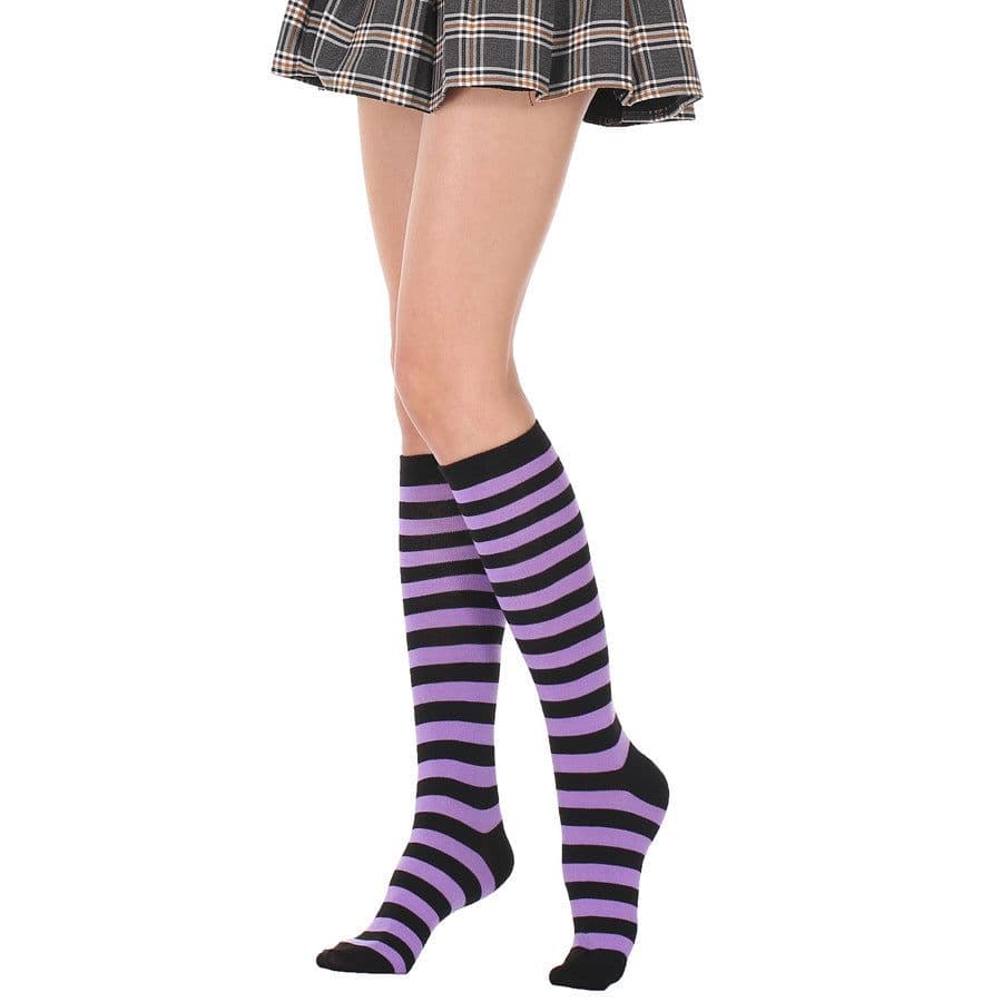 image-Japanese Women's Mid Tube Socks Pinstripe Knee Socks