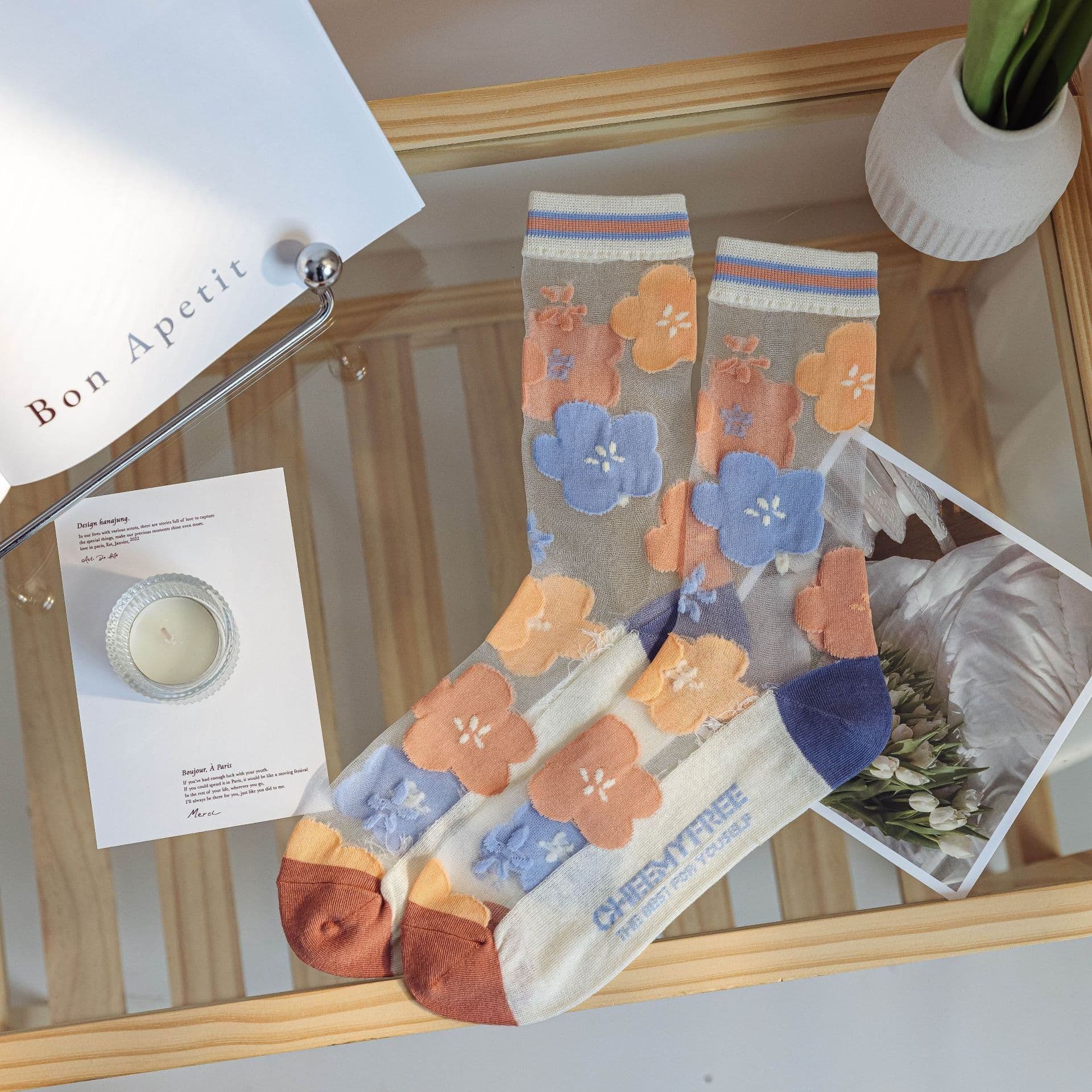 image-Cute Japanese Shattered Glass Silk Stockings