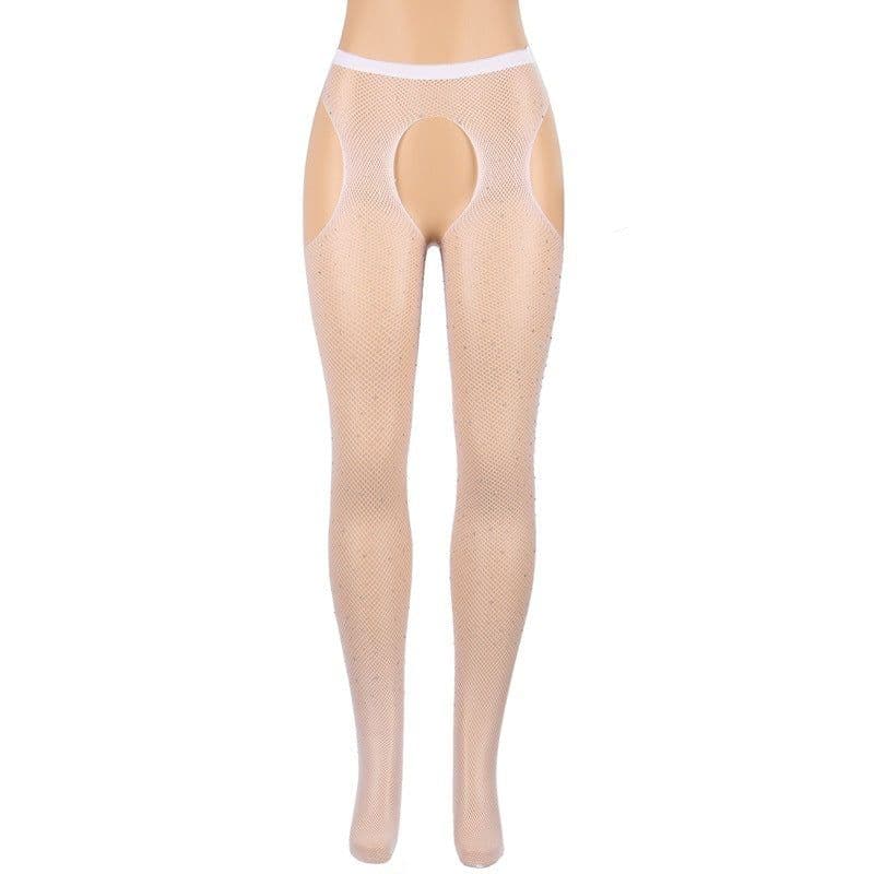 image-European And American Women's Rhinestone Hollow Pantyhose