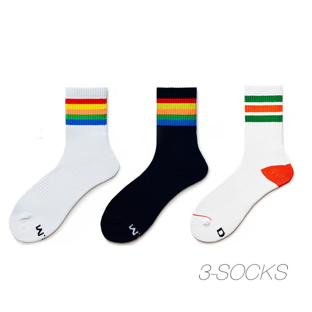 image-Men's Fashion Rainbow Sports Fitness Casual Socks