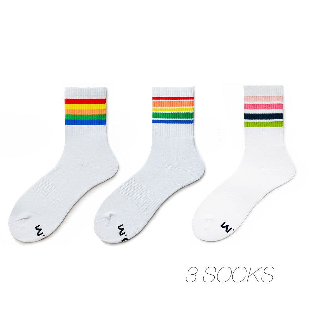 image-Men's Fashion Rainbow Sports Fitness Casual Socks