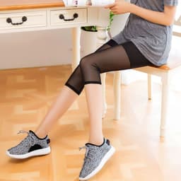 image-Thin Modal Cotton Mesh Panelled Cropped Leggings