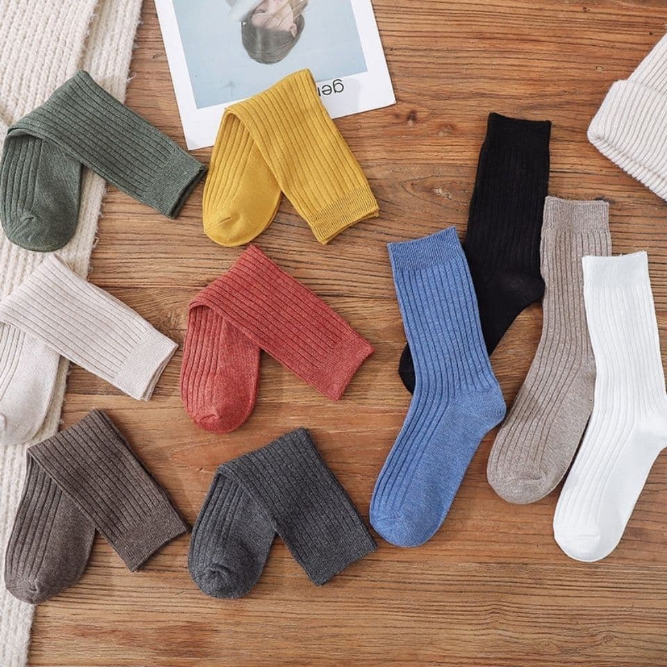 image-Socks Women's Mid-calf Length Socks Autumn And Winter Cotton Socks Students Korean Style Women's Socks Stockings Japanese Style Loose Socks