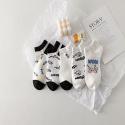 image-Socks Female Japanese Cartoon Shallow Mouth Casual Socks