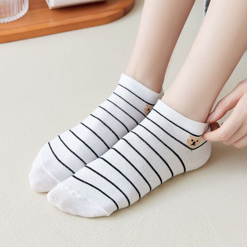 image-Socks Female Japanese Cartoon Shallow Mouth Casual Socks