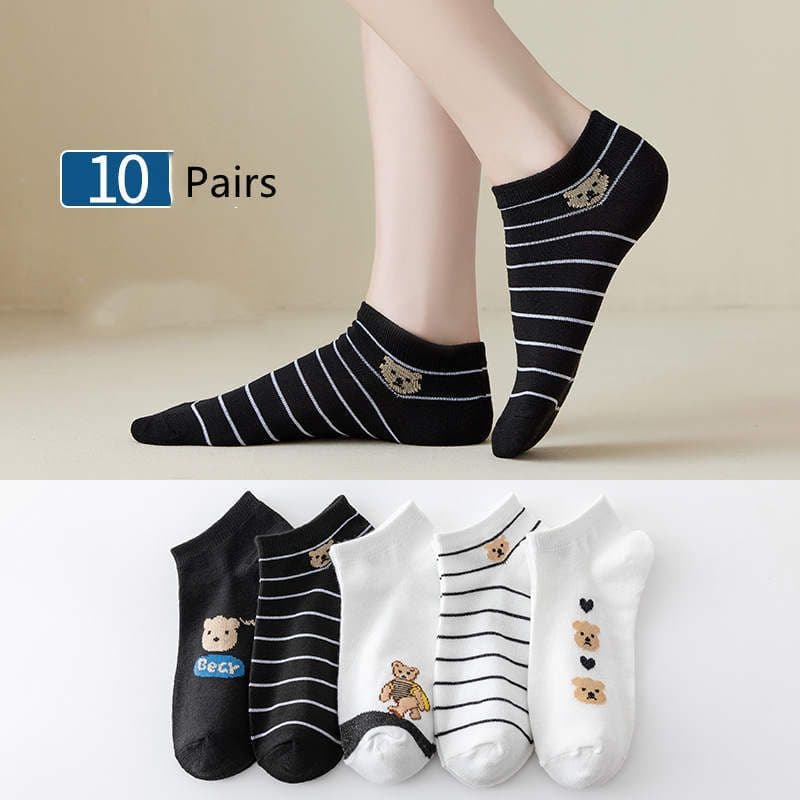 image-Socks Female Japanese Cartoon Shallow Mouth Casual Socks