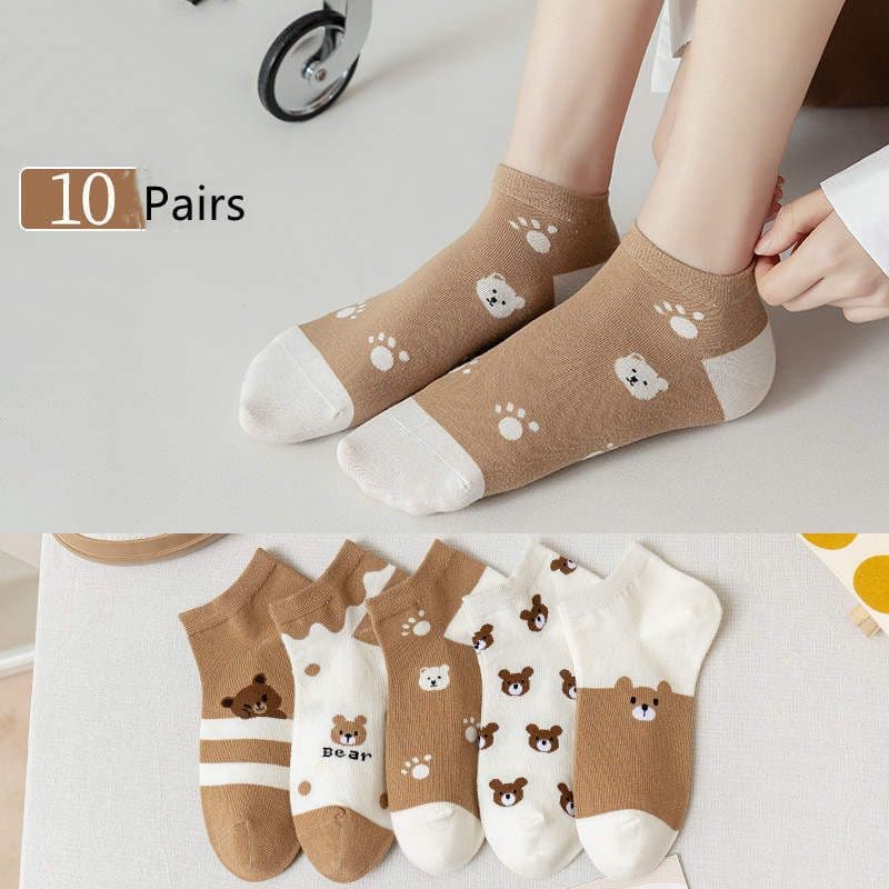 image-Socks Female Japanese Cartoon Shallow Mouth Casual Socks