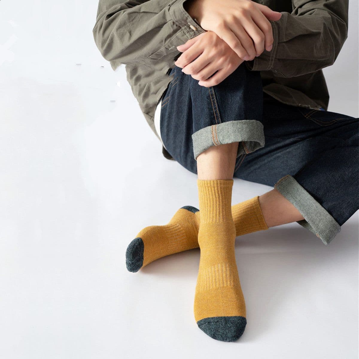 image-Men's Fashion Sports Half Terry Socks