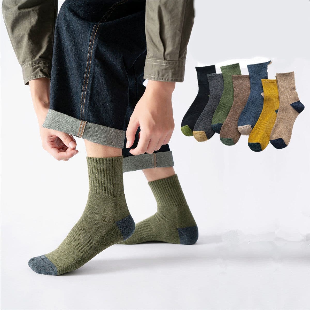 image-Men's Fashion Sports Half Terry Socks