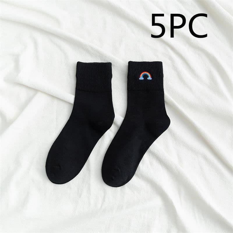 image-Fashion New Ladies Rainbow Embroidery Socks