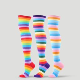 image-Festival Party Over The Knee Colorful Stripes Stockings