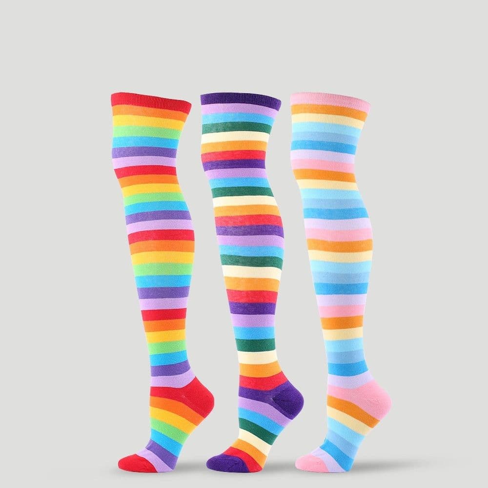image-Festival Party Over The Knee Colorful Stripes Stockings