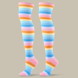 image-Festival Party Over The Knee Colorful Stripes Stockings