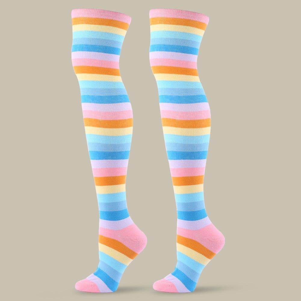 image-Festival Party Over The Knee Colorful Stripes Stockings