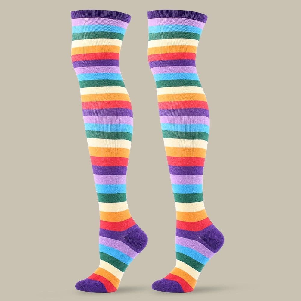image-Festival Party Over The Knee Colorful Stripes Stockings
