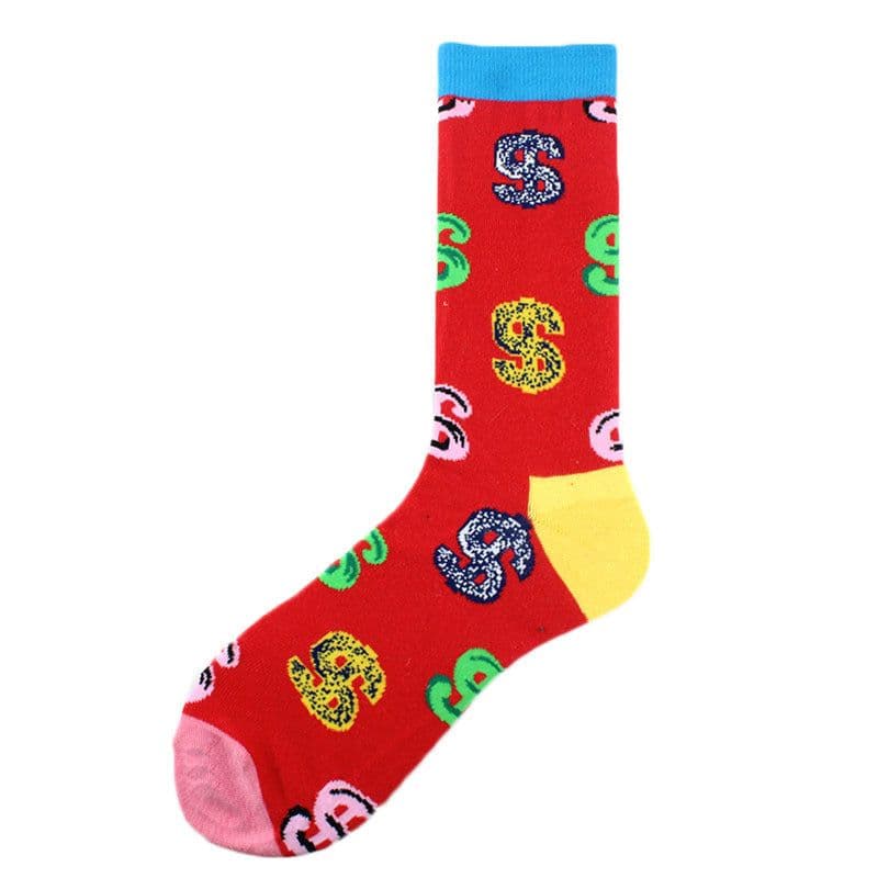 image-Men's Fashion Geometric Mid Tube Socks