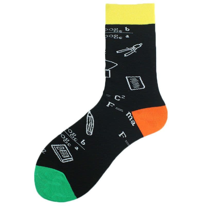 image-Men's Fashion Geometric Mid Tube Socks