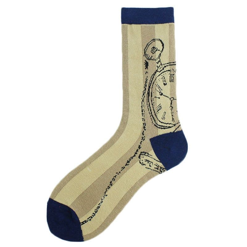 image-Men's Fashion Geometric Mid Tube Socks