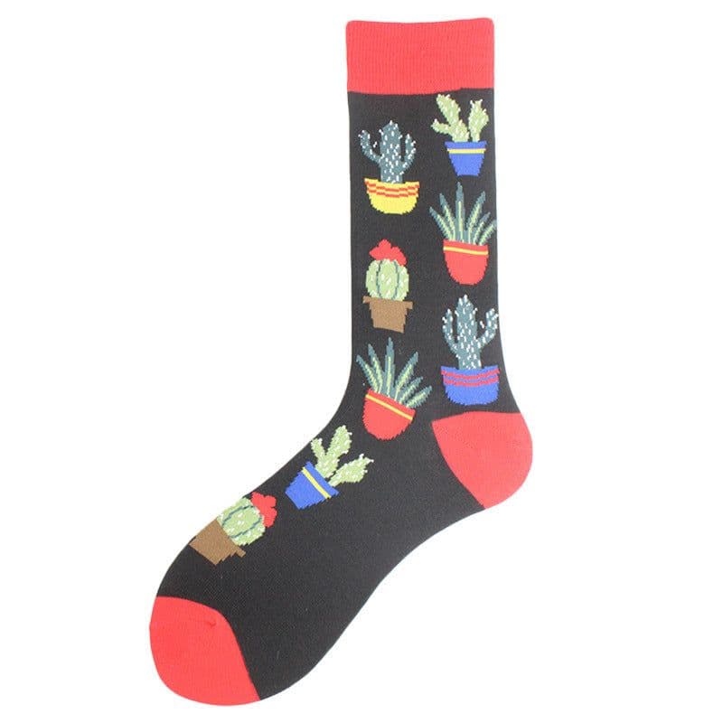 image-Men's Fashion Geometric Mid Tube Socks