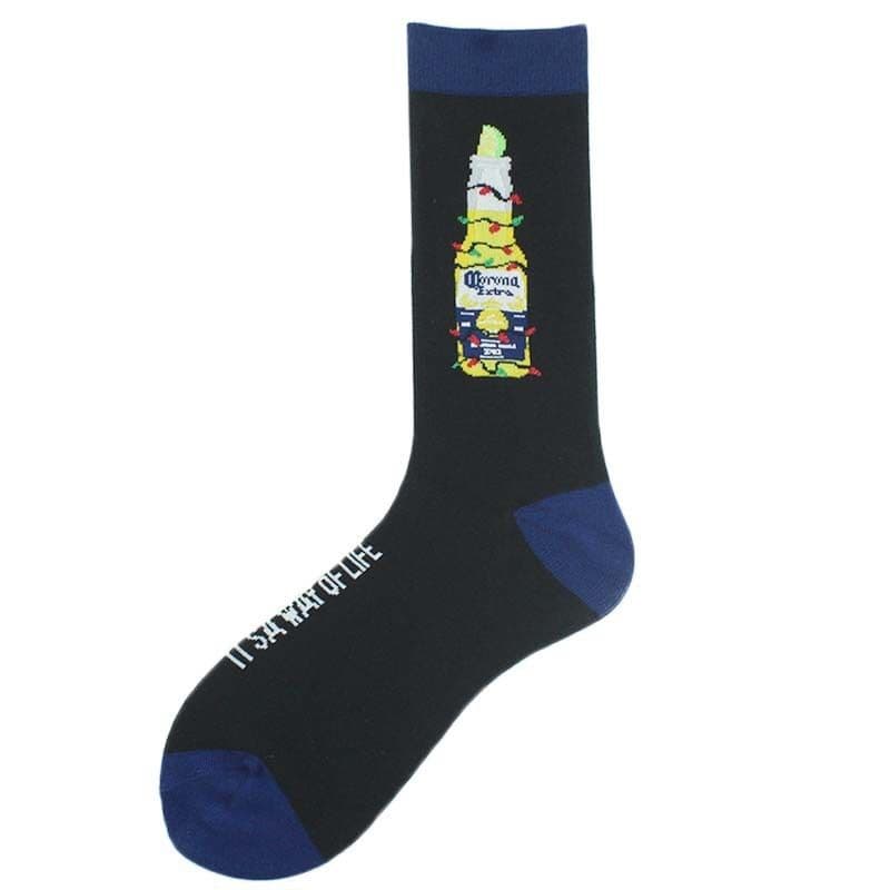image-Men's Fashion Geometric Mid Tube Socks