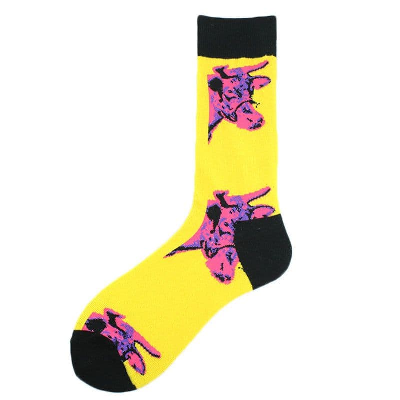 image-Men's Fashion Geometric Mid Tube Socks