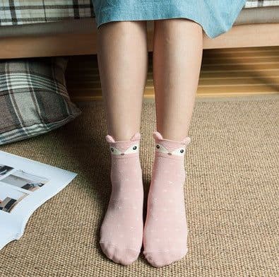 image-Cartoon Women's Socks Cotton Students' Socks Ears Cute Animal Socks All Cotton Socks Sweet Cotton Socks