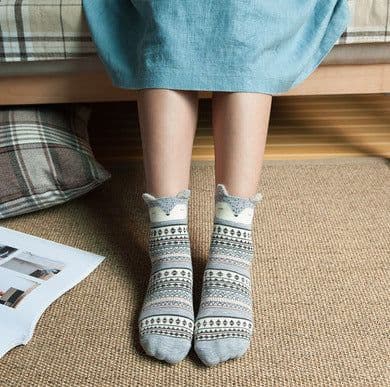 image-Cartoon Women's Socks Cotton Students' Socks Ears Cute Animal Socks All Cotton Socks Sweet Cotton Socks