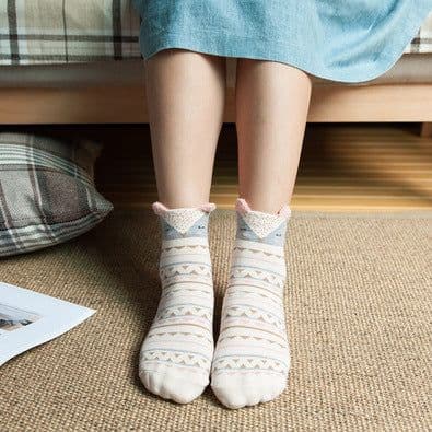 image-Cartoon Women's Socks Cotton Students' Socks Ears Cute Animal Socks All Cotton Socks Sweet Cotton Socks