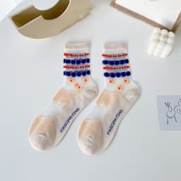 image-Crystal Socks Women's Summer Thin Long Flower Socks Zhuji Socks