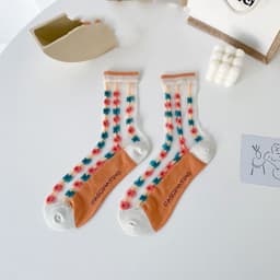 image-Crystal Socks Women's Summer Thin Long Flower Socks Zhuji Socks