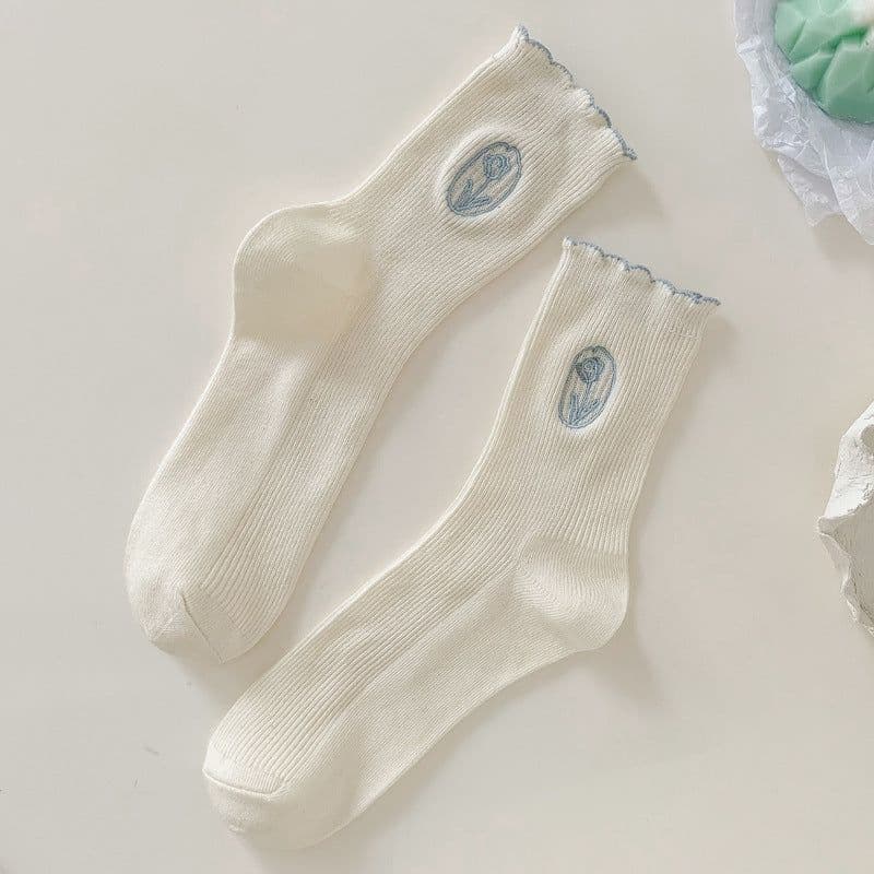 image-Fashion Cotton Cream Color Women's Socks