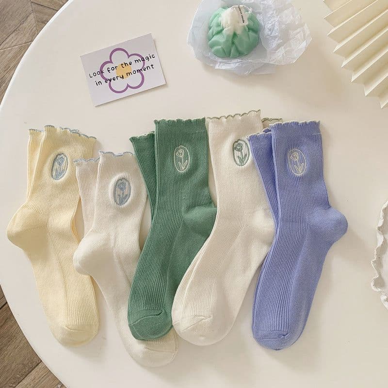 image-Fashion Cotton Cream Color Women's Socks