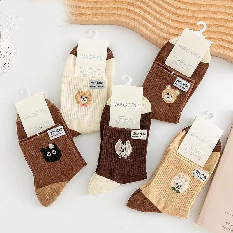 image-Cartoon Bear Ins Three-dimensional Flower Tulip Stockings Female