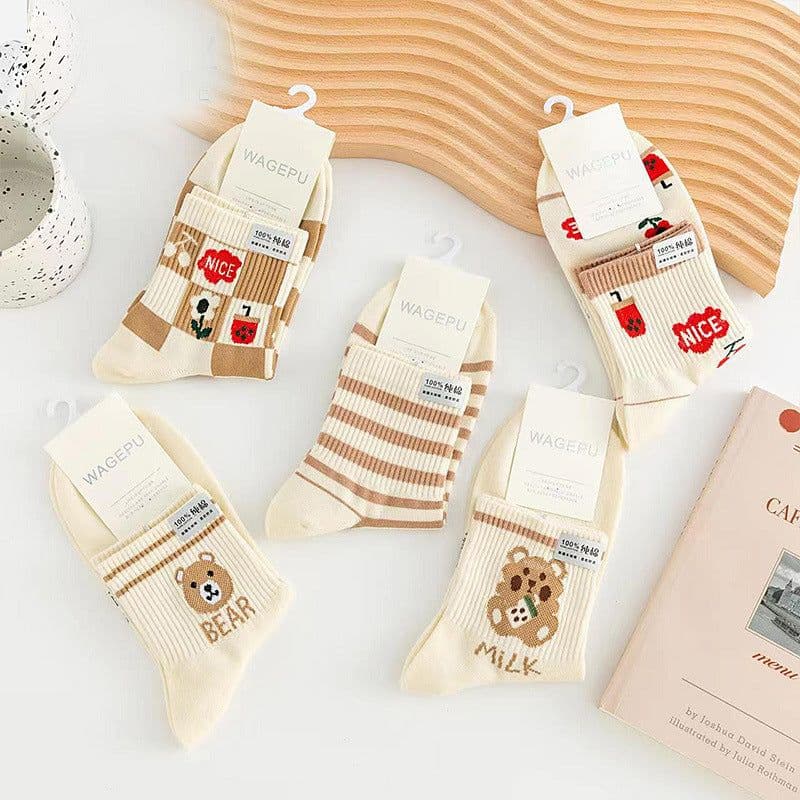 image-Cartoon Bear Ins Three-dimensional Flower Tulip Stockings Female