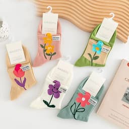 image-Cartoon Bear Ins Three-dimensional Flower Tulip Stockings Female
