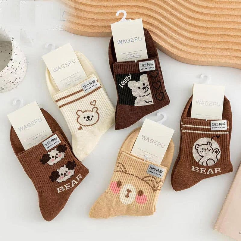 image-Cartoon Bear Ins Three-dimensional Flower Tulip Stockings Female