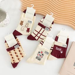 image-Cartoon Bear Ins Three-dimensional Flower Tulip Stockings Female