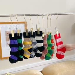image-Retro Sweat-absorbent Breathable Combed Cotton Stockings