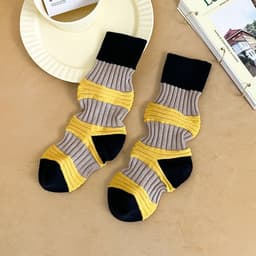 image-Retro Sweat-absorbent Breathable Combed Cotton Stockings