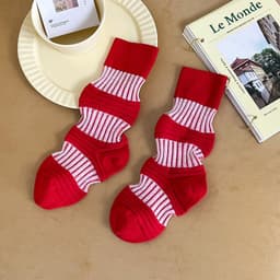 image-Retro Sweat-absorbent Breathable Combed Cotton Stockings