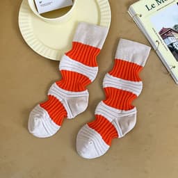 image-Retro Sweat-absorbent Breathable Combed Cotton Stockings