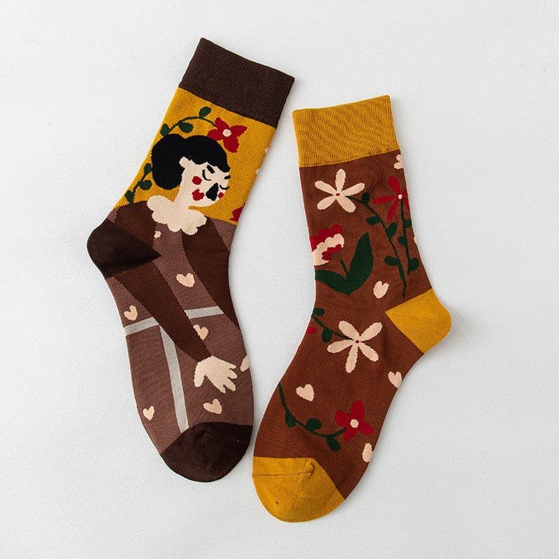 image-Women's Stockings Cartoon Asymmetry Cotton