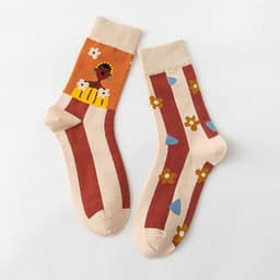 image-Women's Stockings Cartoon Asymmetry Cotton