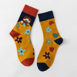 image-Women's Stockings Cartoon Asymmetry Cotton