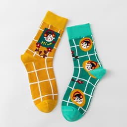 image-Women's Stockings Cartoon Asymmetry Cotton