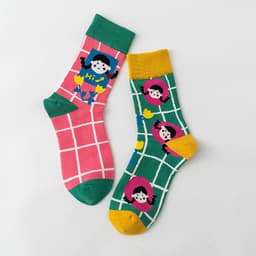 image-Women's Stockings Cartoon Asymmetry Cotton