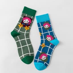 image-Women's Stockings Cartoon Asymmetry Cotton