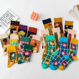 image-Women's Stockings Cartoon Asymmetry Cotton