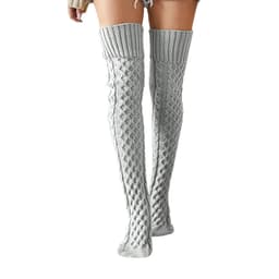 image-Knitted Knee Length Pile Wool Stockings For Women